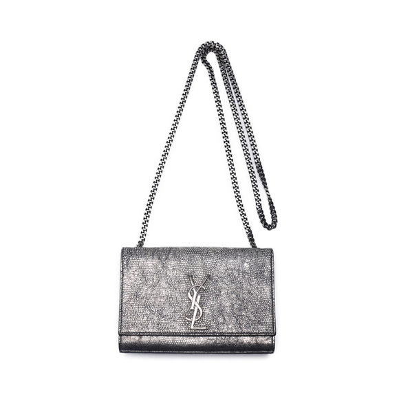 Saint Laurent Magnetic Chain Leather Shoulder Bag Silver - Picture 9 of 9
